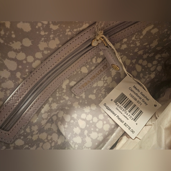 Vera Bradley Camofloral Gray Mario Satchel New With Tags - Picture 6 of 8